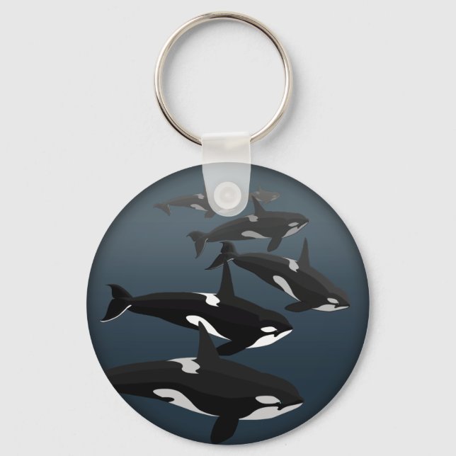 Orca Whale Keychain Personalized Whale Art Gifts (Front)