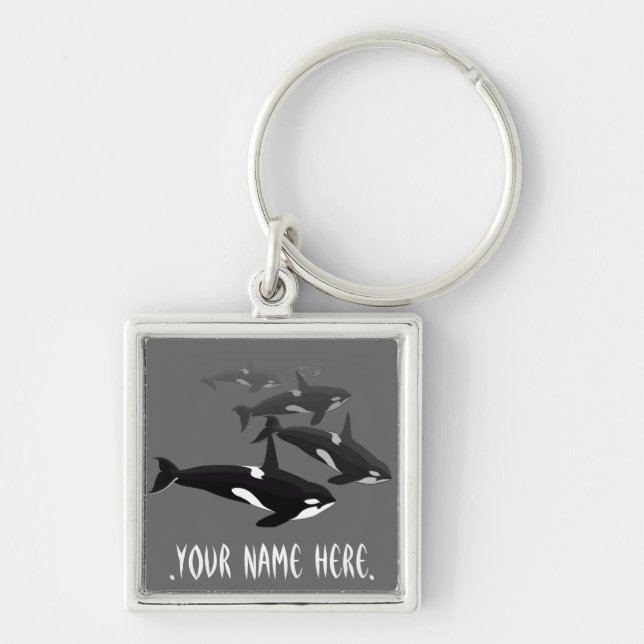 Orca Whale Keychain Personalized Whale Art Gifts (Front)