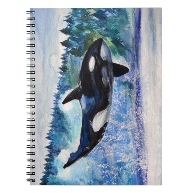 Orca Whale Killer Watercolor  Notebook (Front)