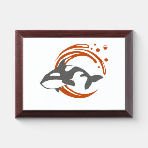 Orca Whale Mascot Logo Award Plaque