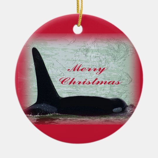 Orca Whale Merry Christmas Ornament