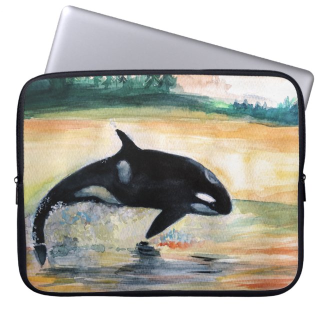 Orca Whale Neoprene Laptop Sleeve 15" (Front)