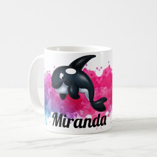 Orca Whale Pink Splatter Mug