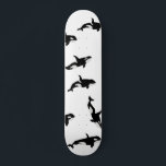 Orca Whale Pod Pattern Ocean White Skateboard<br><div class="desc">Whimsical pod of beautiful orca whales for every whale lover. Orca killer whales pattern home decor, gift. Orca whale-themed black and white cool personalized skateboard.</div>