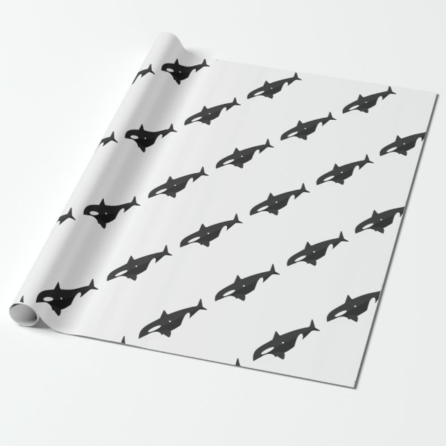 Orca Whale Primitive Style Wrapping Paper (Unrolled)