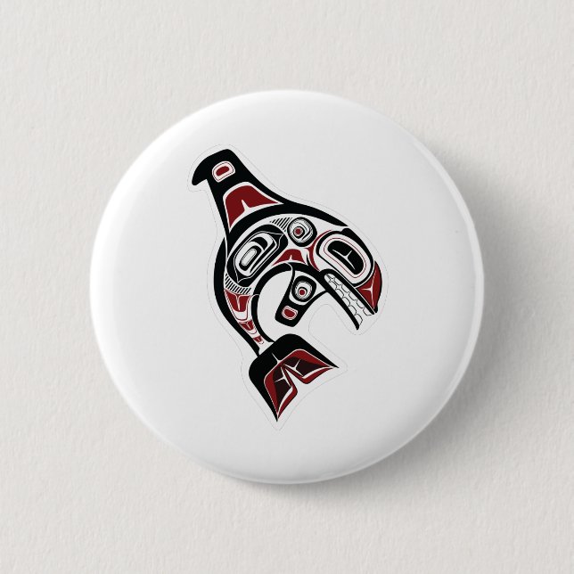 Orca Whale Salish design Pacific Northwest native Button (Front)