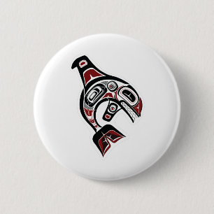Orca Whale Salish design Pacific Northwest native Button