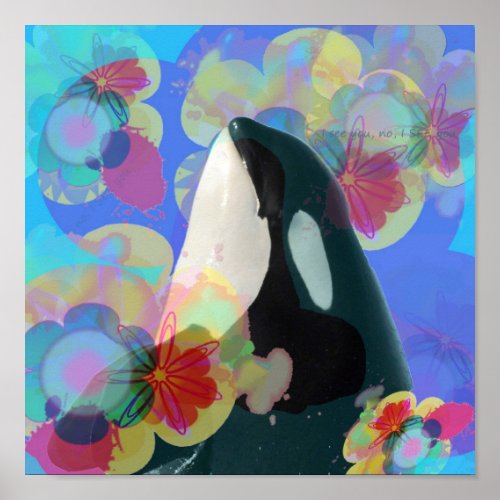 Orca Whale Spy Hop Multicolor Graphic_I SEE You Poster