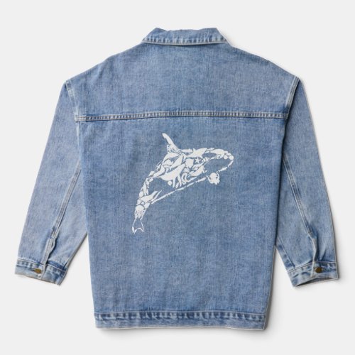 Orca Whale Swimming with the Ocean Family  Denim Jacket