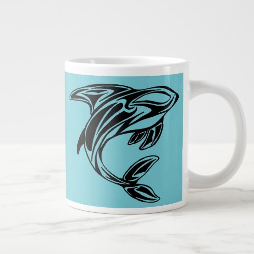 Orca Whale Tattoo Design blue Jumbo Mug