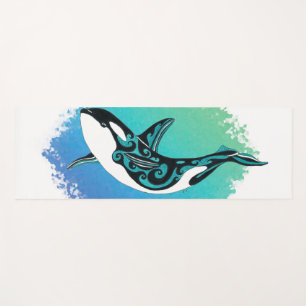 Orca Whale Tribal InkTeal Yoga Mat