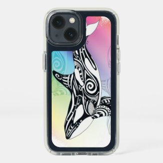 Orca Whale Tribal Rainbow Ink Speck iPhone Case