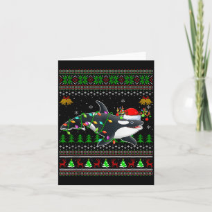 Orca Whale Ugly Christmas Sweaters Santa Sea Anima Card