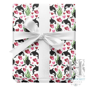 Orca Whale Valentine Gift Wrapping Paper