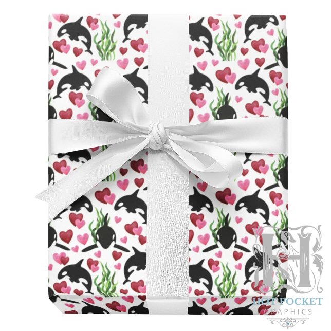 Orca Whale Valentine Gift Wrapping Paper (Creator Uploaded)