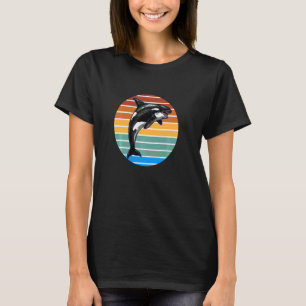 Orca Whale Vintage Retro Sunset Long Sleeve T-Shirt