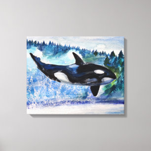 Orca whale watercolor Canvas Print