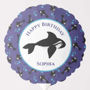 Orca Whale with Bubbles Personalized Birthday   Balloon