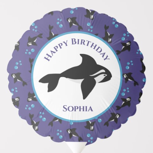Orca Whale with Bubbles Personalized Birthday   Balloon