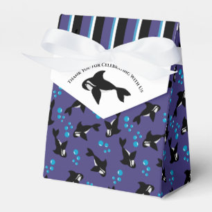 Orca Whale with Bubbles Purple Blue Stripes Favor Boxes