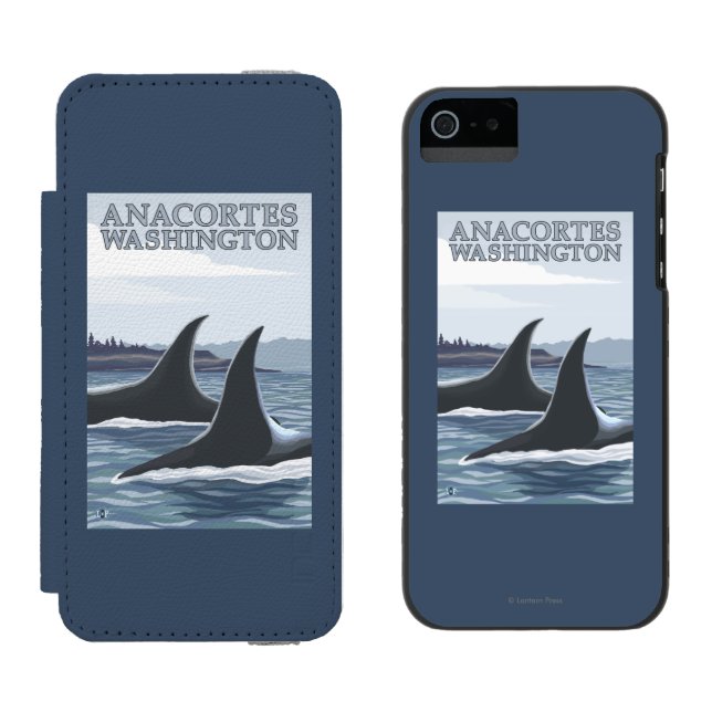 Orca Whales #1 - Anacortes, Washington Incipio iPhone Wallet Case (Side by Side)