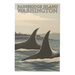Orca Whales #1 - Bainbridge Island, Washington Wood Wall Art