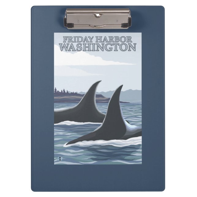 Orca Whales #1 - Friday Harbor, Washington Clipboard (Front)