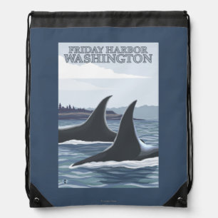 Orca Whales #1 - Friday Harbor, Washington Drawstring Bag