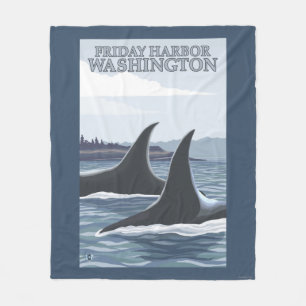 Orca Whales #1 - Friday Harbor, Washington Fleece Blanket
