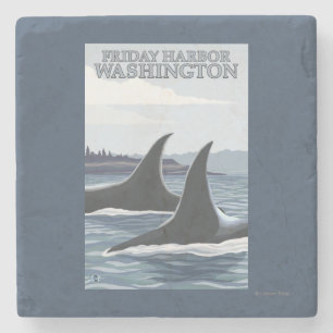 Orca Whales #1 - Friday Harbor, Washington Stone Coaster