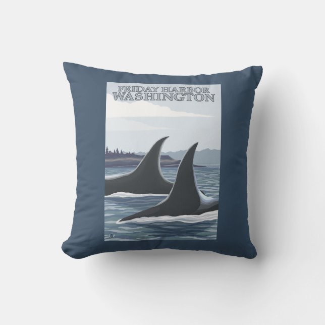 Orca Whales #1 - Friday Harbor, Washington Throw Pillow (Front)