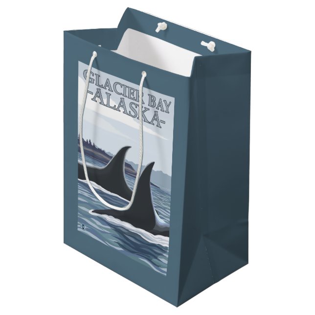 Orca Whales #1 - Glacier Bay, Alaska Medium Gift Bag (Front Angled)