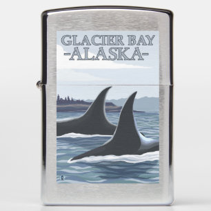 Orca Whales #1 - Glacier Bay, Alaska Zippo Lighter