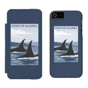Orca Whales #1 - Gulf of Alaska Wallet Case For iPhone SE/5/5s