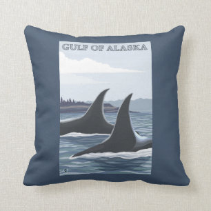 Orca Whales #1 - Gulf of Alaska Throw Pillow