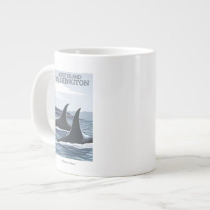 Orca Whales #1 - Lopez, Washington Large Coffee Mug