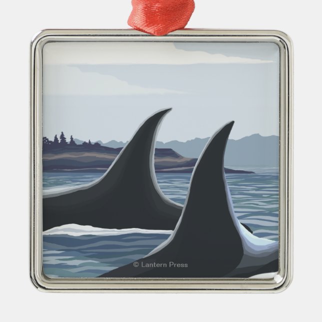 Orca Whales #1 - Lopez, Washington Metal Ornament (Front)