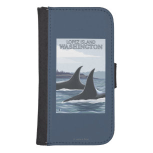 Orca Whales #1 - Lopez, Washington Galaxy S4 Wallet Case