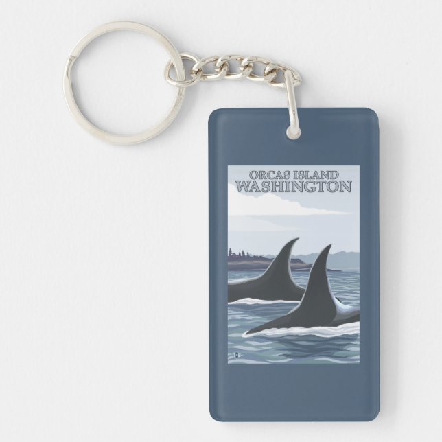 Orca Whales #1 - Orcas Island, Washington Keychain (Front)