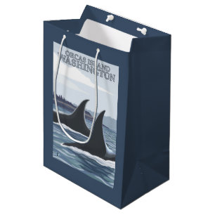 Orca Whales #1 - Orcas Island, Washington Medium Gift Bag