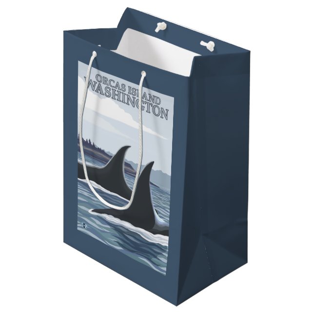 Orca Whales #1 - Orcas Island, Washington Medium Gift Bag (Front Angled)