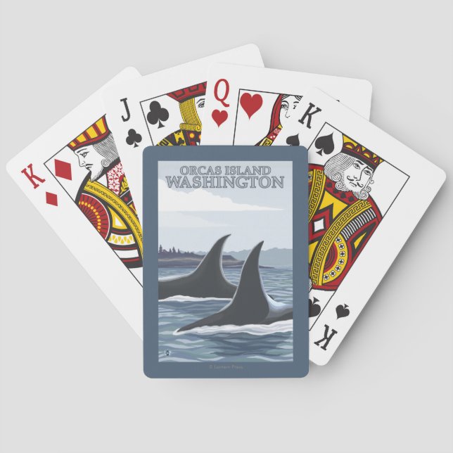 Orca Whales #1 - Orcas Island, Washington Poker Cards (Back)