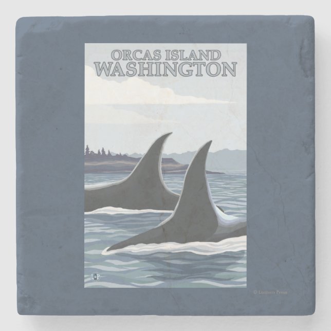 Orca Whales #1 - Orcas Island, Washington Stone Coaster (Front)