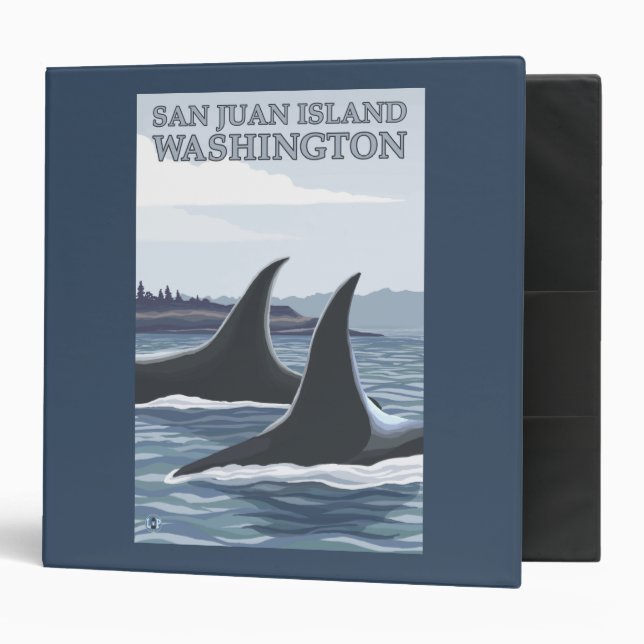 Orca Whales #1 - San Juan Island, Washington 3 Ring Binder (Front/Inside)