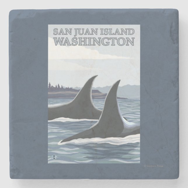 Orca Whales #1 - San Juan Island, Washington Stone Coaster (Front)