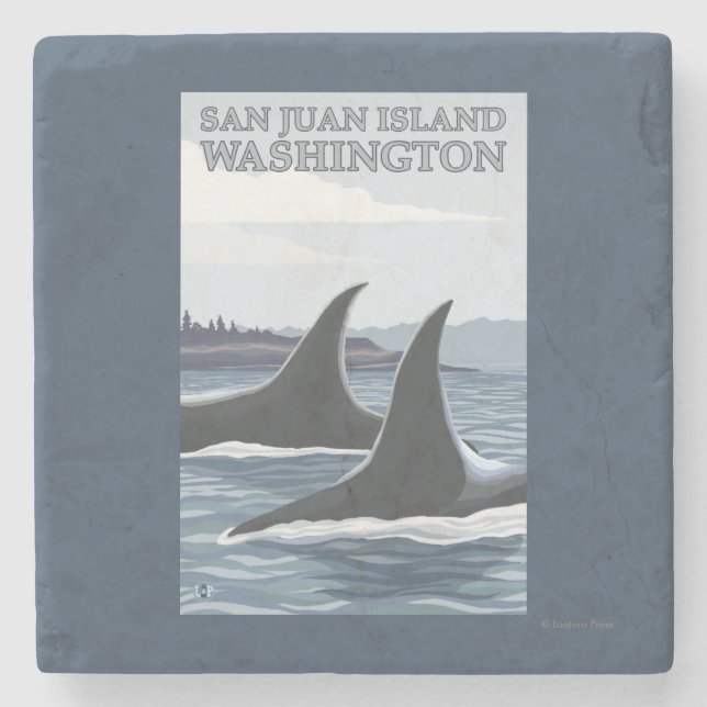 Orca Whales #1 - San Juan Island, Washington Stone Coaster (Front)