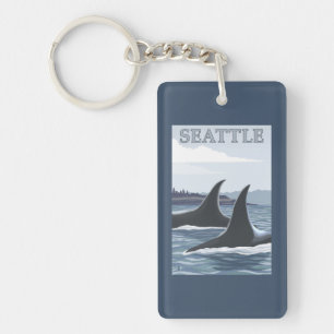 Orca Whales #1 - Seattle, Washington Keychain
