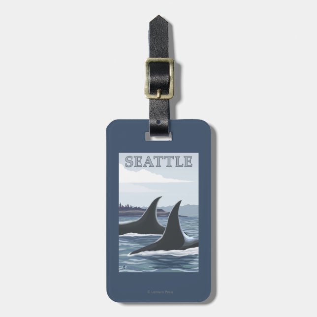 Orca Whales #1 - Seattle, Washington Luggage Tag (Front Vertical)