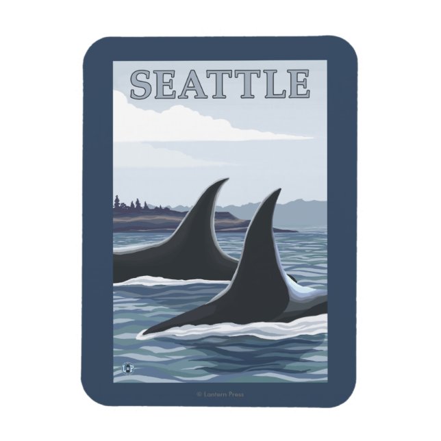 Orca Whales #1 - Seattle, Washington Magnet (Vertical)