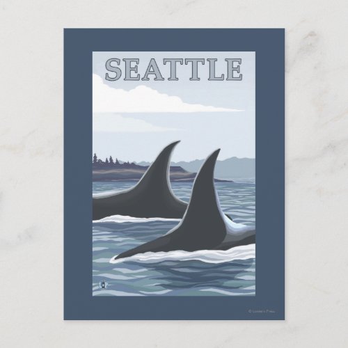 Orca Whales 1 _ Seattle Washington Postcard